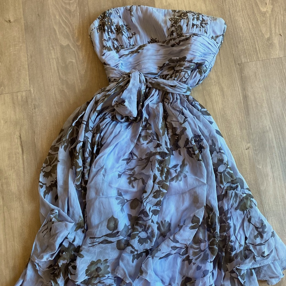 BCBG MaxAzria blue/black strapless dress size 2